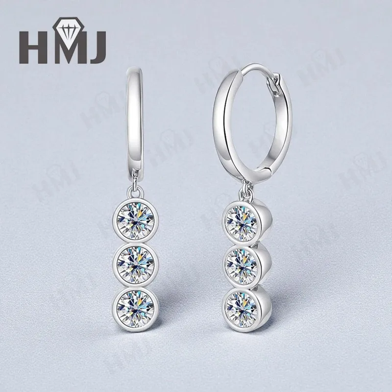 

Diamond Drop Hoop Earrings with 0.6CT Multicolor Moissanite Lab Grown Ruby Sapphire Colombian S925 for Women's Fishionable Daily