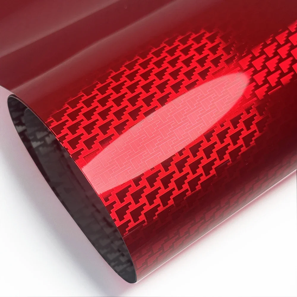 

High Glossy Red Aircraft Pattern Plated Carbon Fiber Film Car Wrap Vinyl Sticker for Car Tuning Color Stickers Adhesive Decal