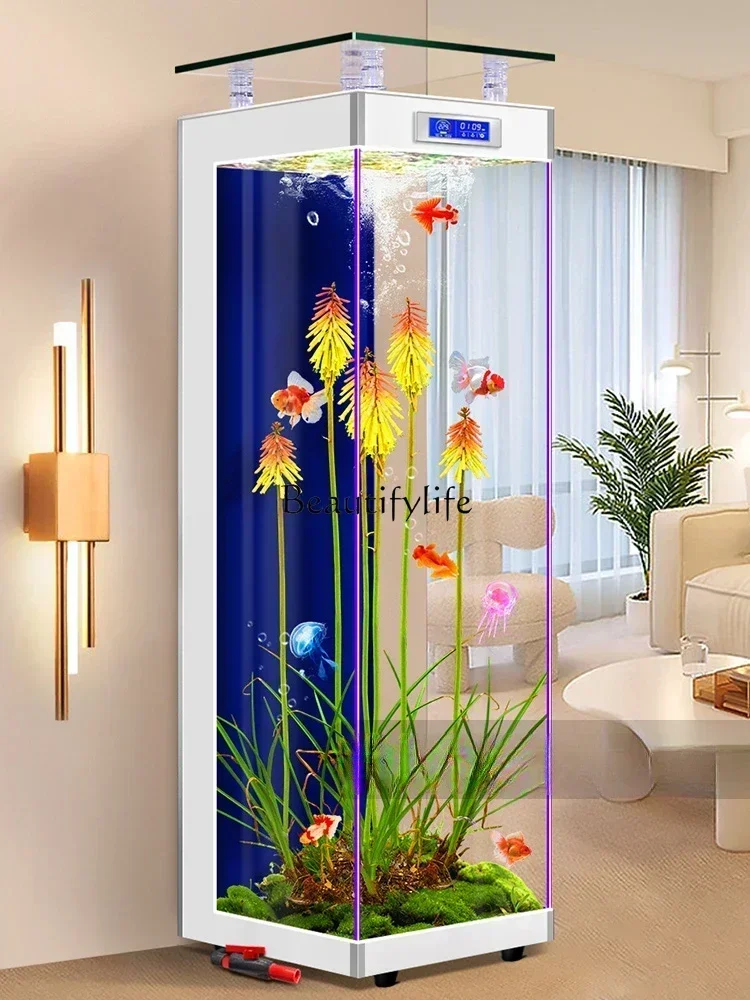 

TV Cabinet Fish Tank Living Room Small Floor Ecological Change Water Super White Glass Aquarium