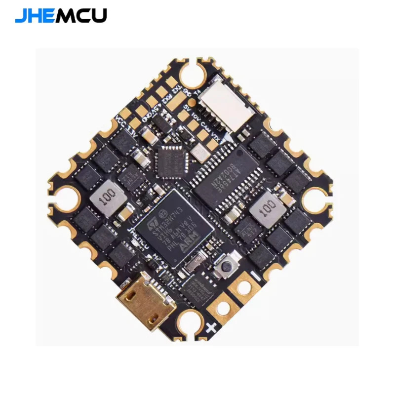 JHEMCU GH743AIO-HD Flight Controller ICM-42688-Px2 5V/2.5A BEC Baro OSD 128MB AM32 40A 3-6S 4in1 Brushless ESC for RC FPV Drone