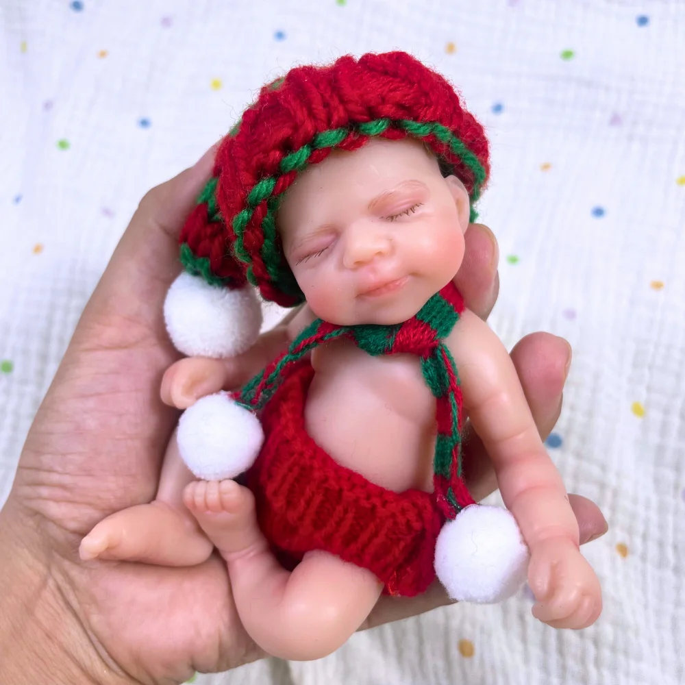 Mini 15CM Pascale Reborn Lalka Silikonowa Dziewczynka z Możliwością Mycia Ciała, 6 Calowa Miękka Lalka z Solidnego Silikonu, Prezent na Urodziny, Boże Narodzenie, Zabawka