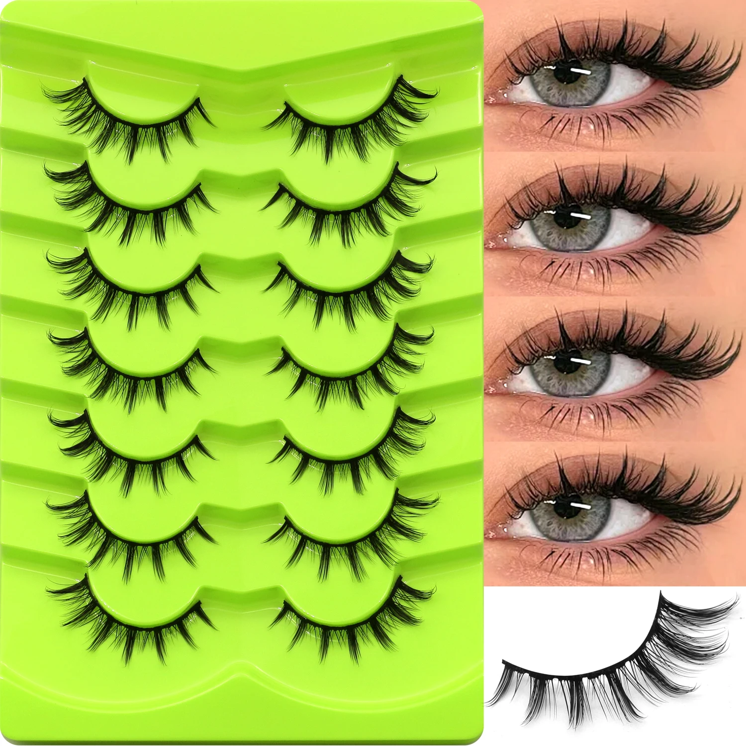 

VELTRINAY Manga Lashes Cat Eyelashes Natural Look False Eyelashes 3D Spiky Wispy Eyelashes Fake Lashes Cosplay Makeup