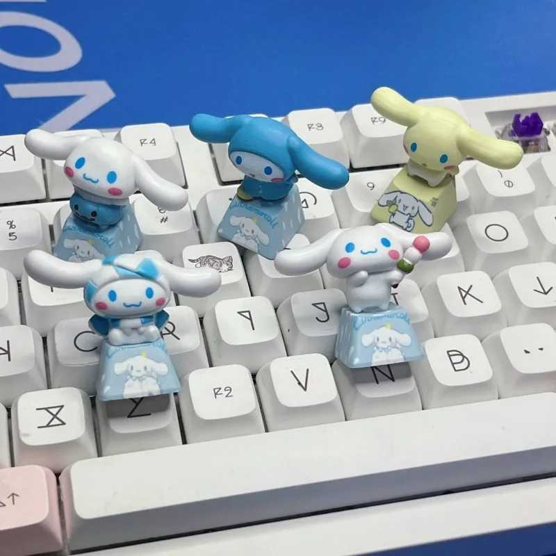 

Cute Cartoon Anime Cinnamon Roll Personalized Keycap Cartoon Mechanical Keyboard R4 Blue Girls Special Cross Axis Keycap Gift