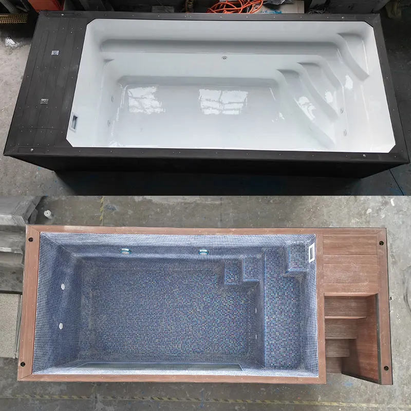 Контейнер для бассейна на заказ, 20 футов, семейный контейнер из стекловолокна для над землей, дизайн бассейна с платформой