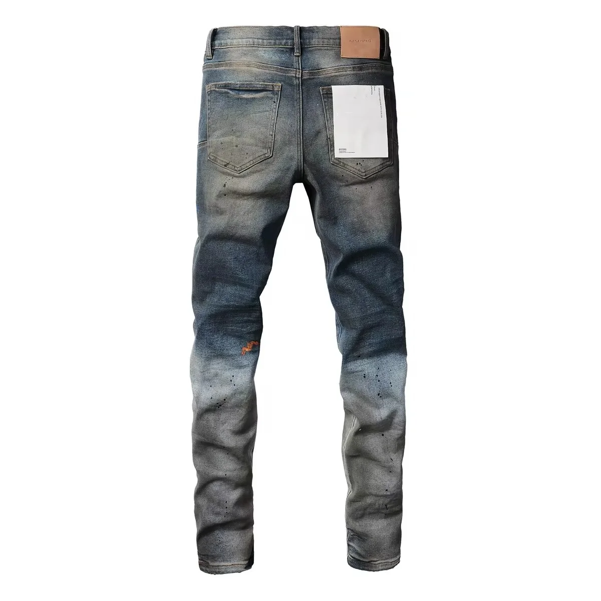 Top quality Purples jeans Men with High street print letters trousers Fashion brand Repair Low Rise Skinny Gradient Blue pants