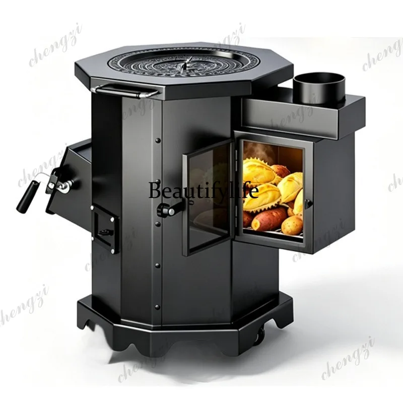 Rural household, winter heating, indoor cooking heating, firewood stove full welding process courtyard