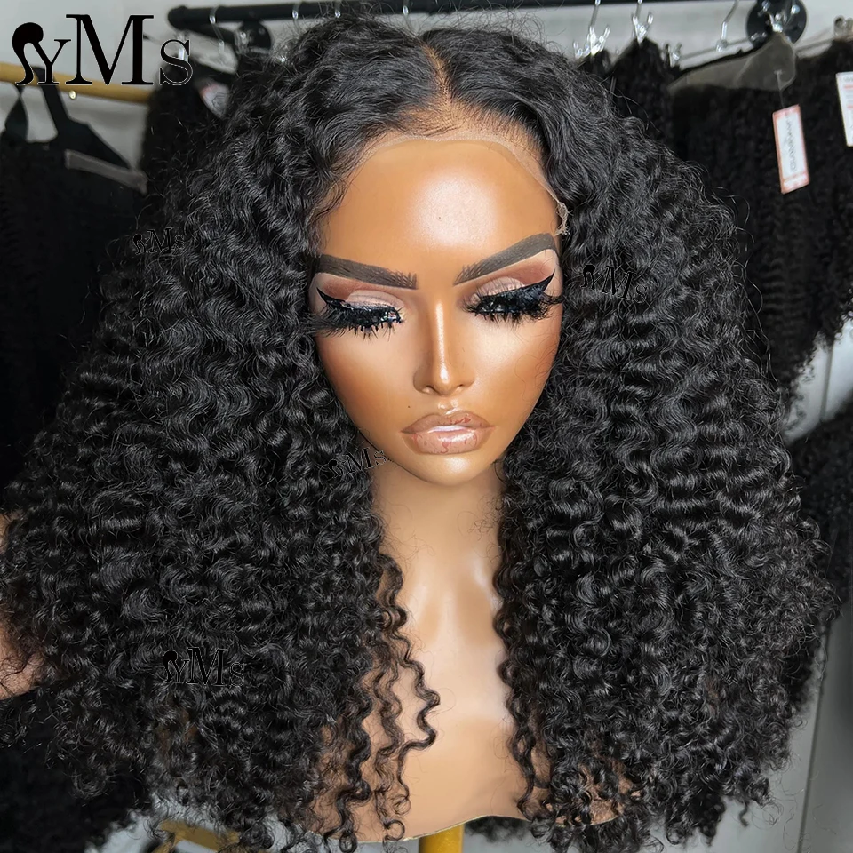 Wear And Go Glueless Burmese Curly Human Hair Wigs YMS 6x5 Curly Lace Closure Wig Burmese Human Hair For Women Transparent Lace