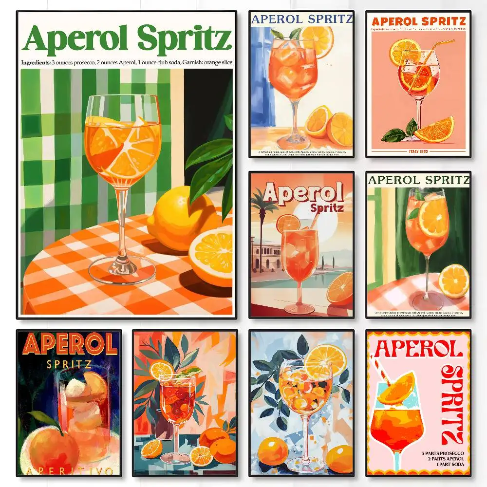 

Italian Wine A-Aperol Spritz Poster High Quality Dorm Living Room Aesthetic Wall Decoration Painting Stickers Gift