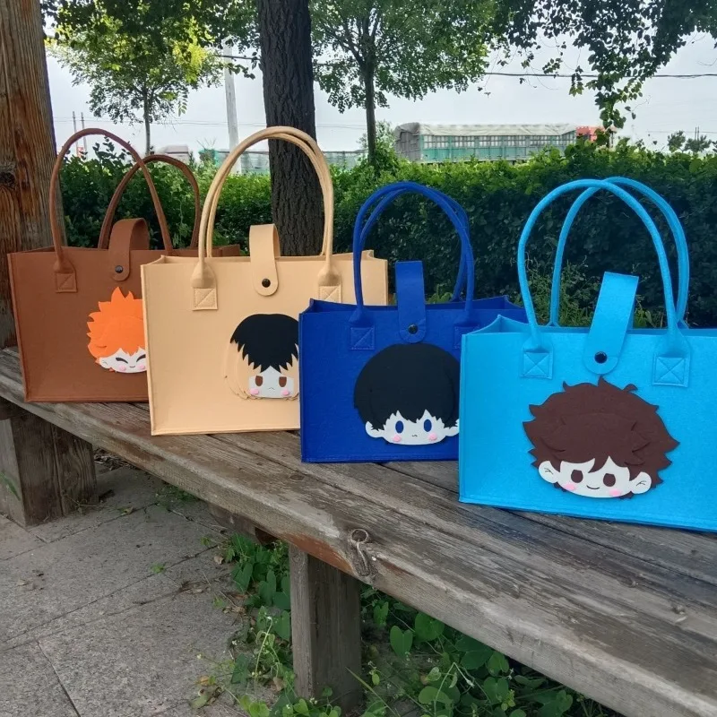 ใหม่Haikyuu Hinata Shoyo Kozume Kenmaอะนิเมะอุปกรณ์ต่อพ่วงสร้างสรรค์การ์ตูนน่ารักรุ่นQแบบพกพาขนาดใหญ่ความจุFeltกระเป๋า