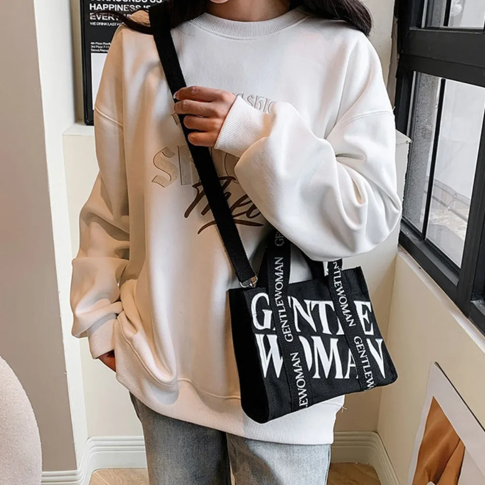 Trendy Gentle Woman Printing Canvas Bag Handbag Large Capacity Shoulder Bag Tote Bag Casual Messenger Bag Daily Commuting Bag