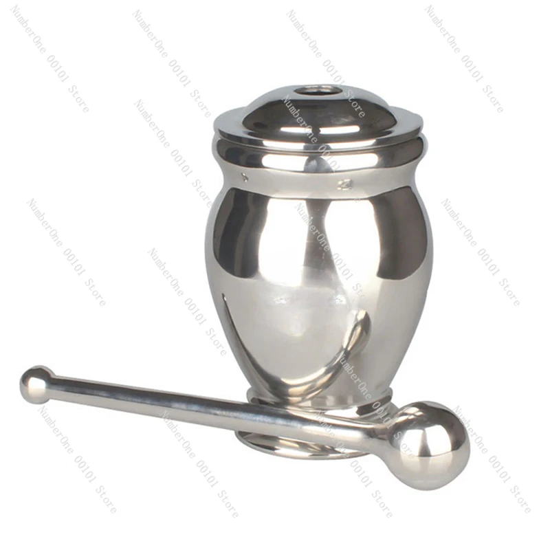 Solid Non-Sandwich 304 Stainless Steel Tamping Jar Mortar Mortar Chinese Medicine Triturator Household Nest Drug Crushing Device