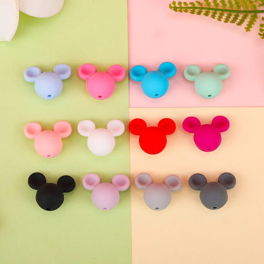 Kovict 10-50pcs Cartoon Solid Color Mouse Head Silicone Beads For Jewelry DIY Necklace Pendant Etc Handmade Article Accessories