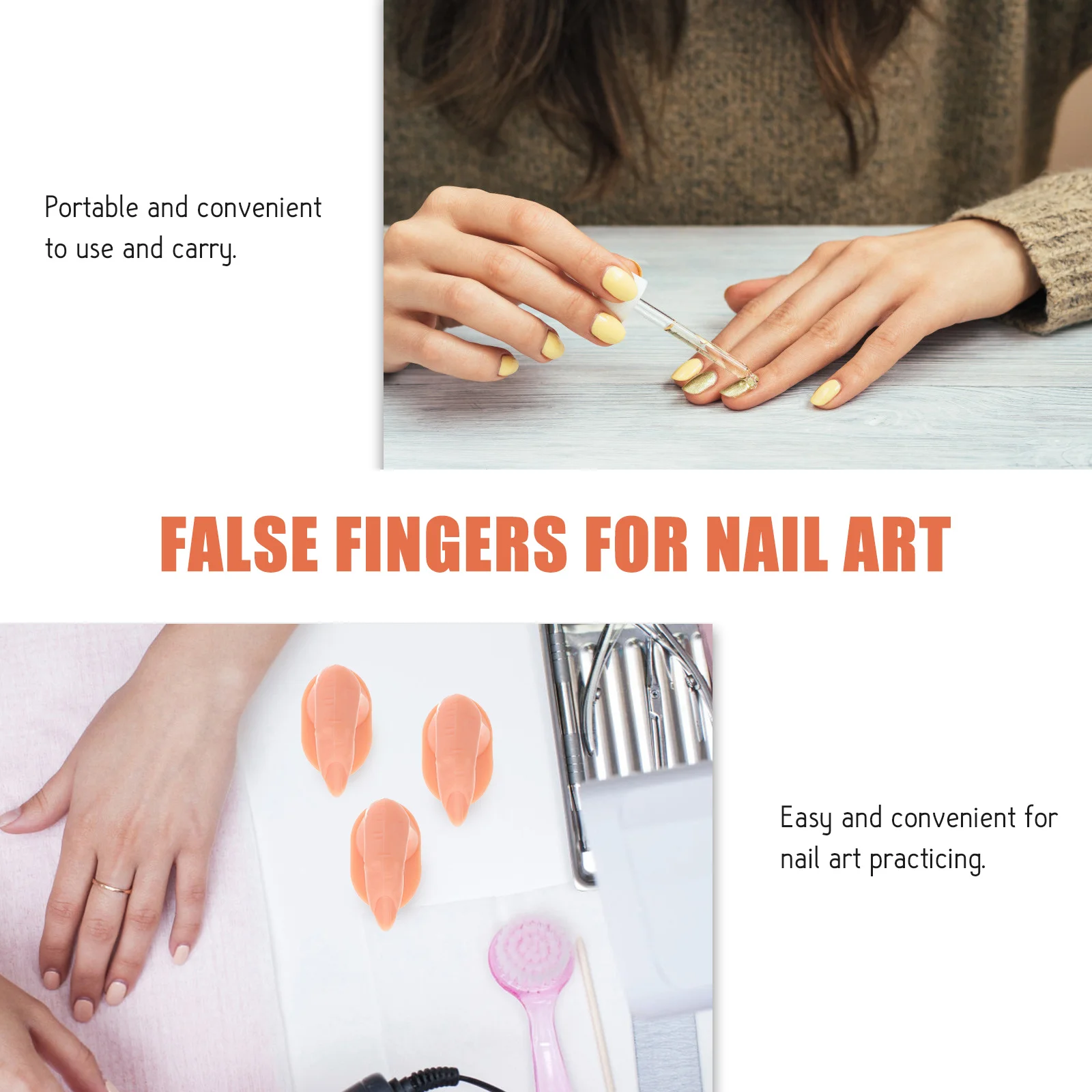 

20 Pcs Armor Hand Mold Nail Art Beginner Fingers Hands Fake Manicure Tips for Practice False Nails