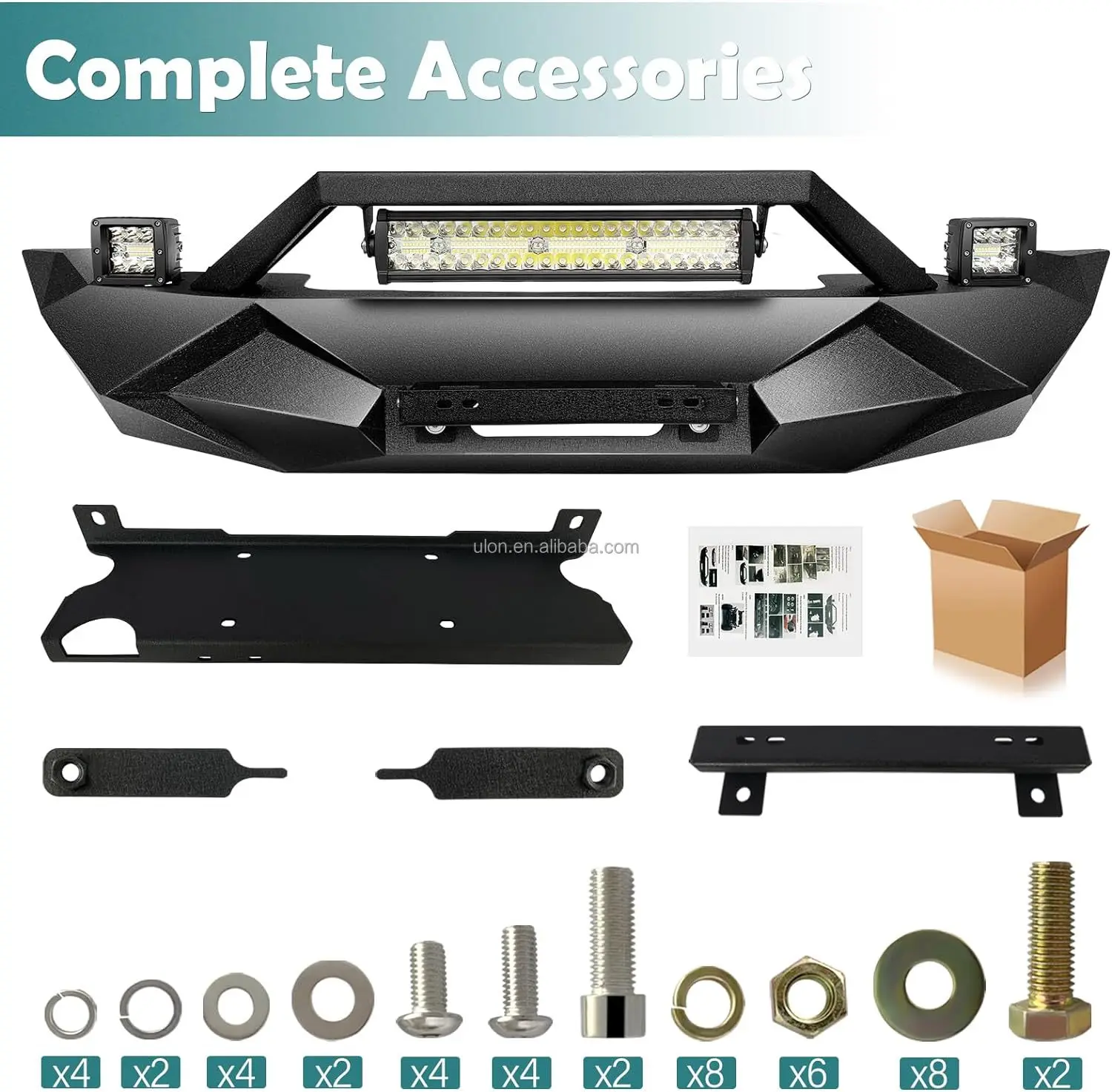 Factory Price OEM Front Bumper Fit 2007-2023 Jeep Wrangler JK JL JT Gladiator Bumper with Winch Plate and License Plate Frame