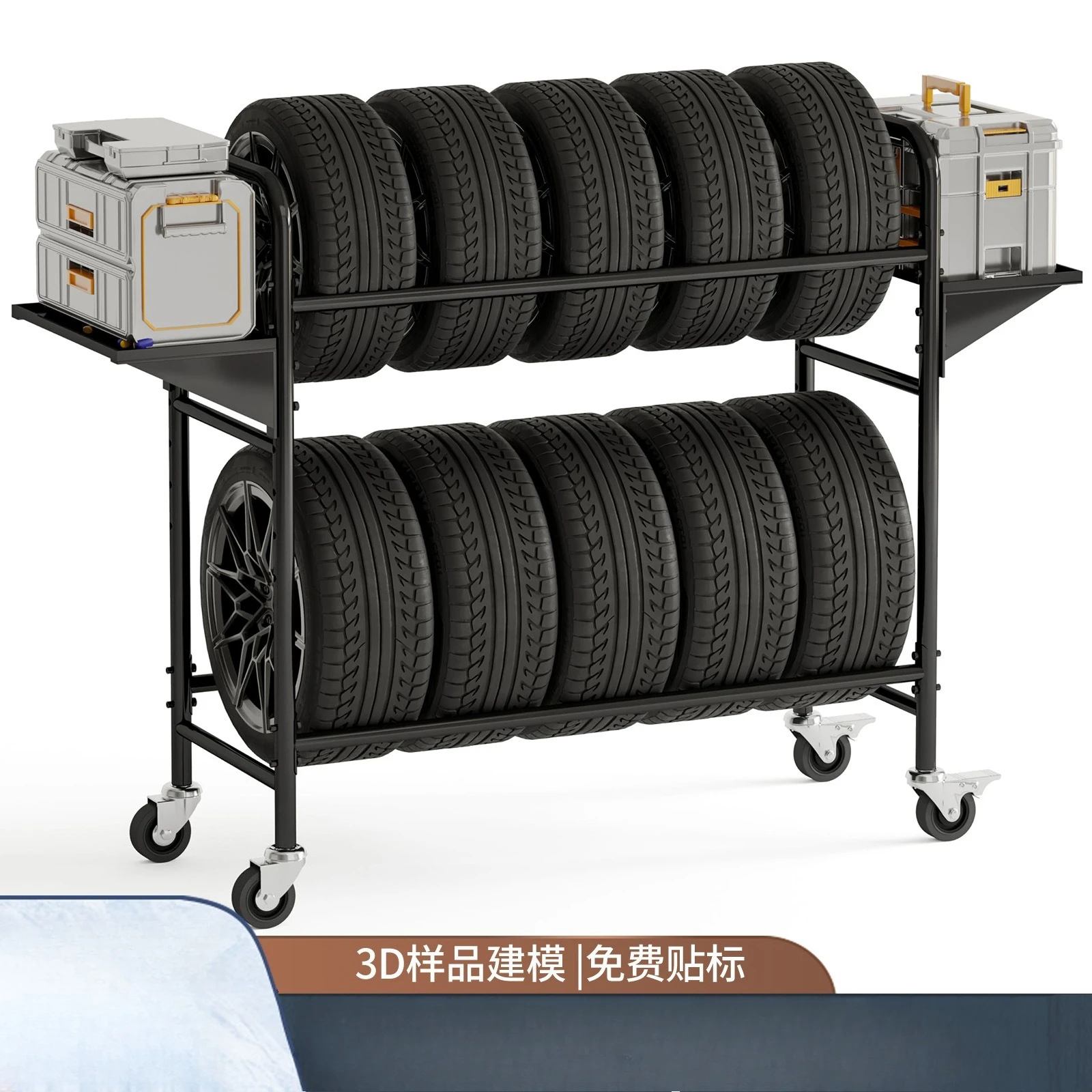 

Cross-border Amazon multi-layer tire shelves, car tire racks, movable wheel hub display racks, tire placement brackets