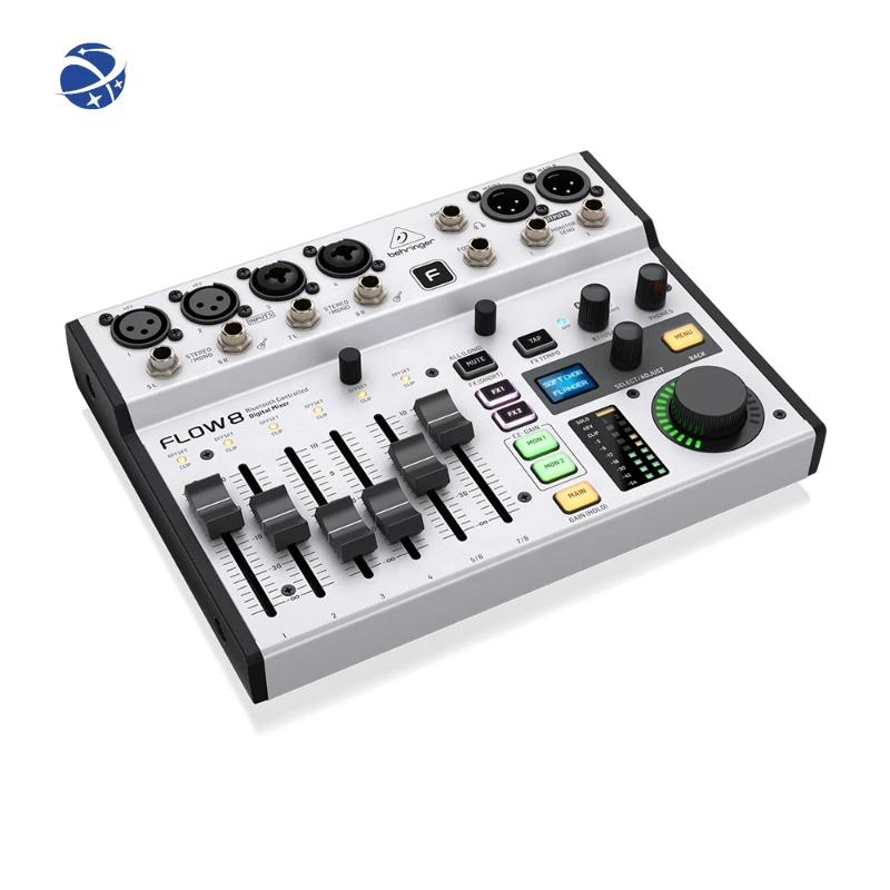 

YYHC 8 Digital Mixer Music Equipment Live Audio Sound Card With 48V Phantom Power & 16 Effects