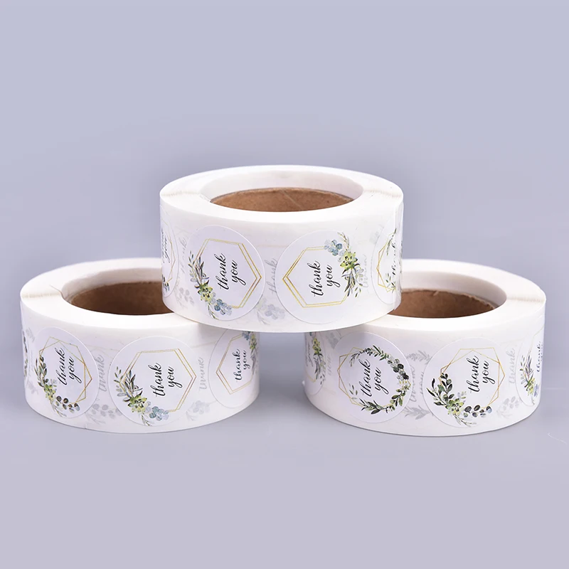 500PCS/Roll Flower Thank You Stickers Seal Label Handmade Custom Sticker *..