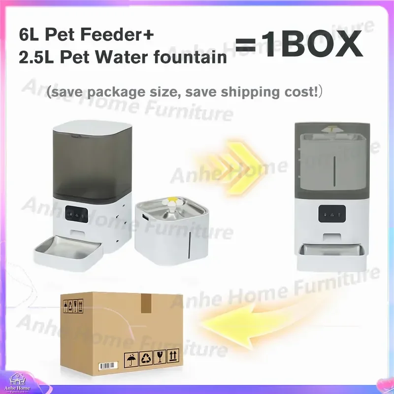 Tuya Smart Pet Feeder 6L Automatic Cat and Dog Food Dispenser with 1080P Camera APP Control WiFi Enabled Dual Bowl Timer