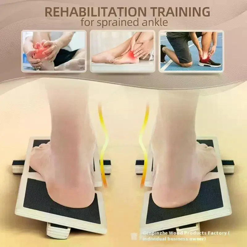 Physical Therapy Posture Corrector Single Foot Balance Board Ankle Strengthener Exerciser Sprained Non-slip Wood Wobble Board