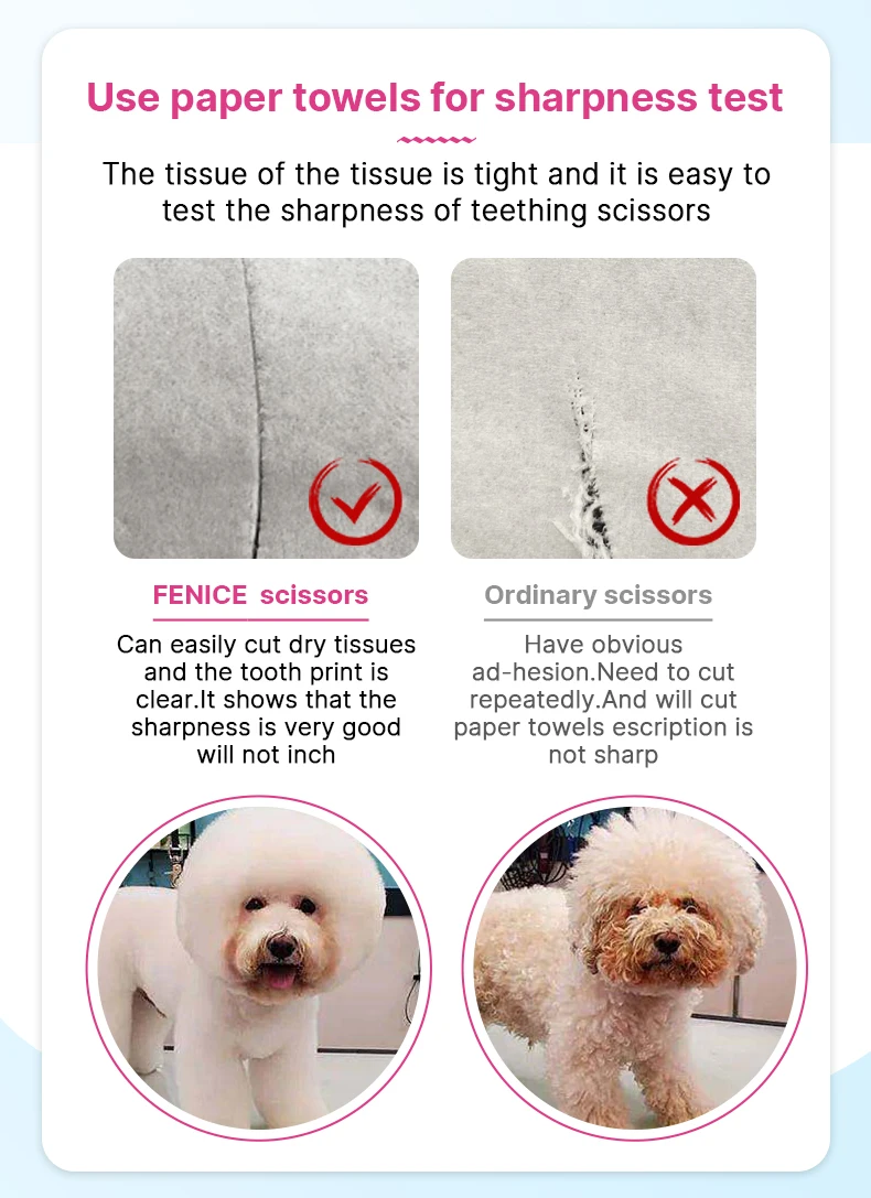 Fenice 7,0/7,5/8,0 Zoll JP440C Haustier-Friseurset, rosarote Schraube, gerade/gebogen/dünner/Chunker für Hunde, Fellpflege, Trimmen – Detail 8