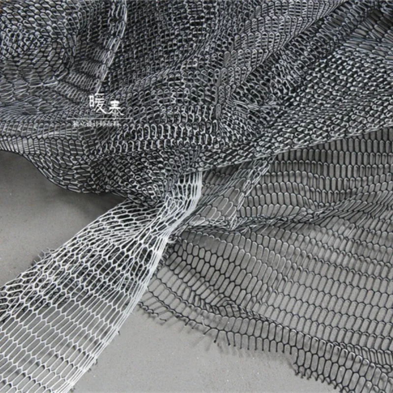 Black White Net Fabric Hollowed Out Transparent for Diy Smock Coat Fashion Cloth Designer Wholesale By Meter Material