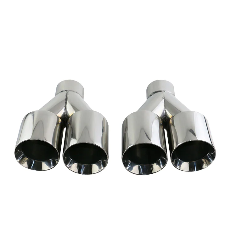 Muffler Tips Exhaust Dual Tip Polished Stainless Steel Double Wall ID: 2.5, 3, 4 Inch/OD: 5, 6 Inch/ Length: 14