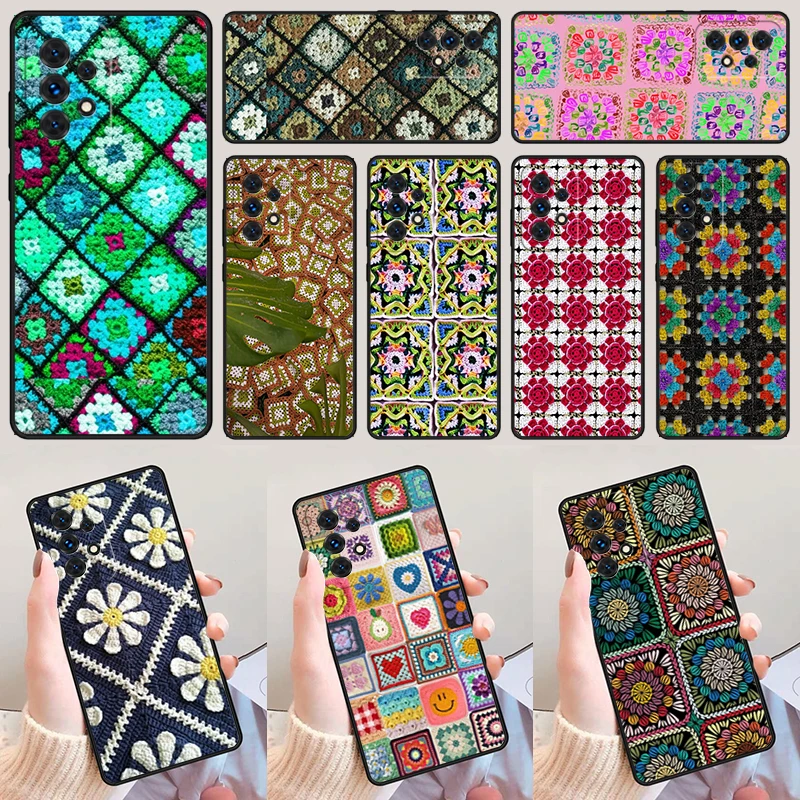 

Granny Square Crochet For Samsung Galaxy A52 A72 A73 A20e A21S A50 A70 A11 A12 A42 A31 A40 A51 A71 A32 A80 A91 Phone Case