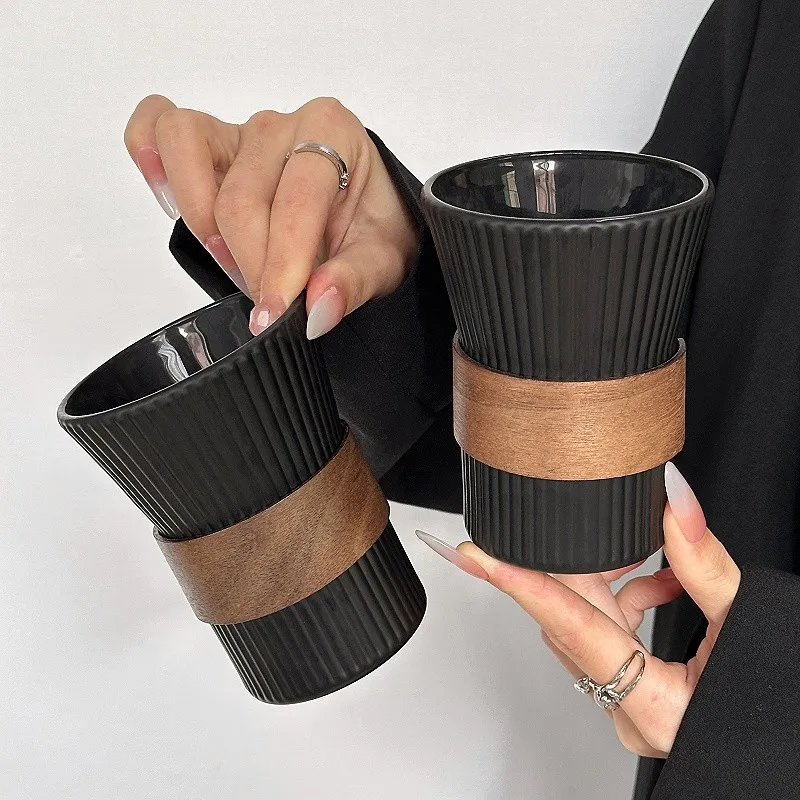 

Simple Black Hanging Ear Coffee Cup, Heat-resistant Tea Cup, Frosted Glass Cup, Latte Cup, Household Drinking Cup