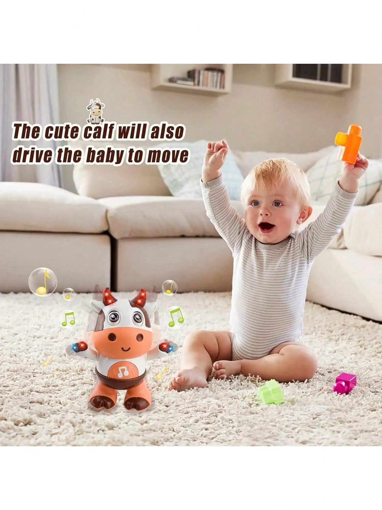 Jouet de vache dansante pour bébé, vache en peluche à musique électrique avec chansons et mouvements amusants, jouets interactifs pour bébé, mignon G de noël pour tout-petits