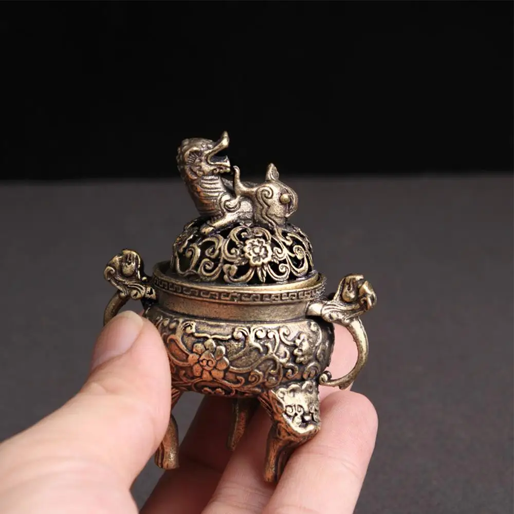 مبخرة صغيرة من النحاس لوتس حامل بخور صغير موقد مخروطي عتيق لليوجا والمنتجعات الصحية والمكتب ديكور المنزل الحلي