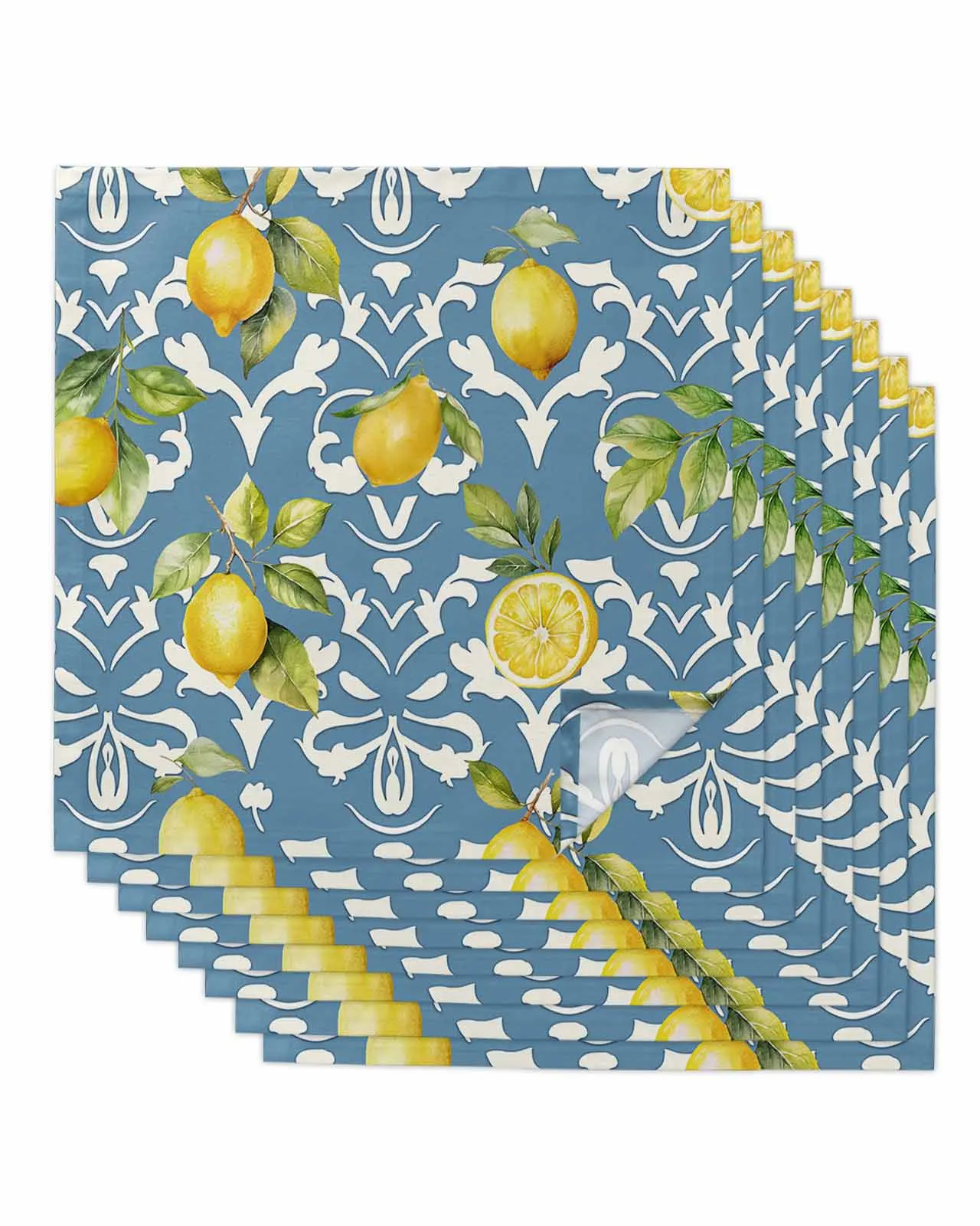 4pcs Lemon Leaf Pattern  Table Napkins Cloth Set Kitchen Dinner Tea Towels Table Mat Wedding Decor Napkins