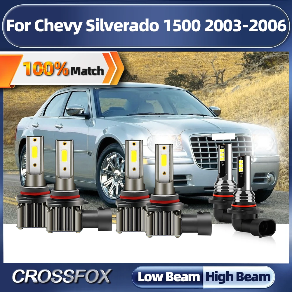 

60000LM Canbus LED Headlight Bulbs 6000K White High Low Beam Fog Lamps 12V For Chevy Silverado 1500 2003 2004 2005 2006
