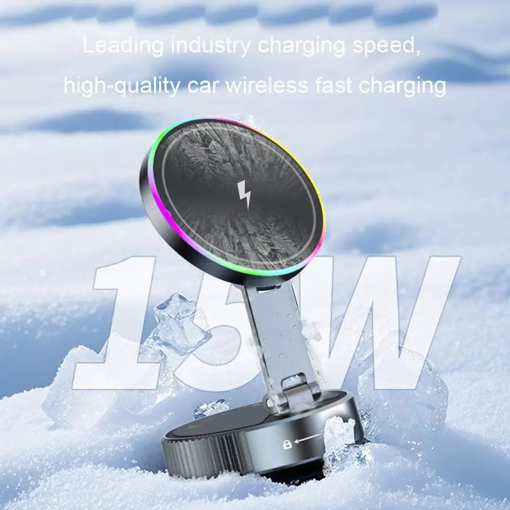 

Вакуумный магнитный кронштейн для беспроводной зарядки с красочными бликами, присоска, тип охлаждения для автомобильной GPS-навигации, подставка для телевизора