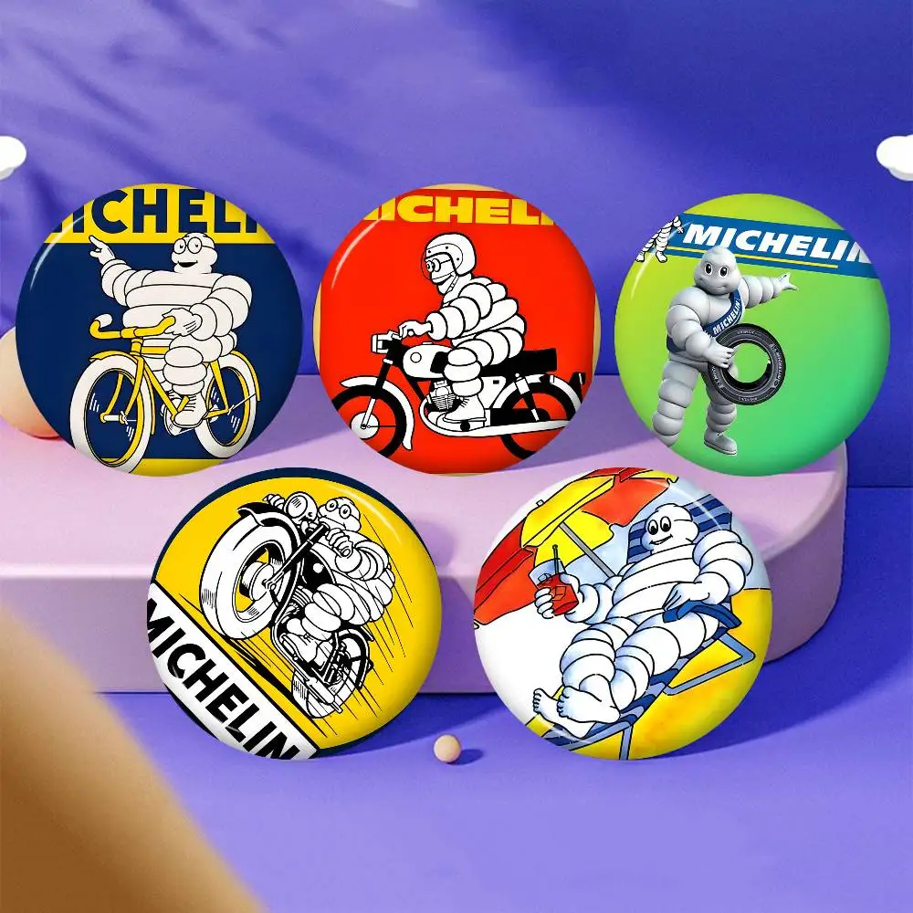 M-Michelins Logo Customizable Soft Button Pin For Women Creative Jewelry Funny Badge Cartoon Lover Hat