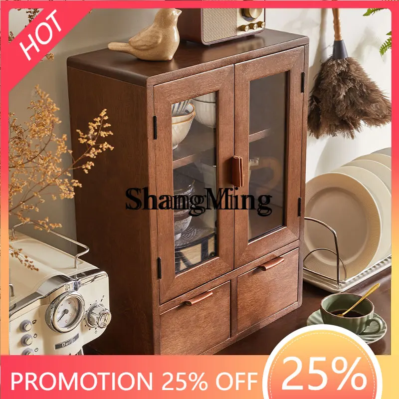 

SM wood desktop storage cabinet kitchen countertop storage cabinet double door with drawer