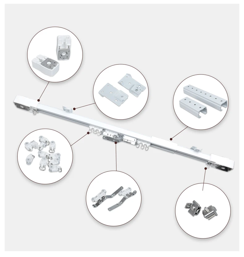 Fabrieksgroothandel Slimme gordijndrivers Aluminium elektrische gordijnmotorrails Innovatieve gordijnrailrail