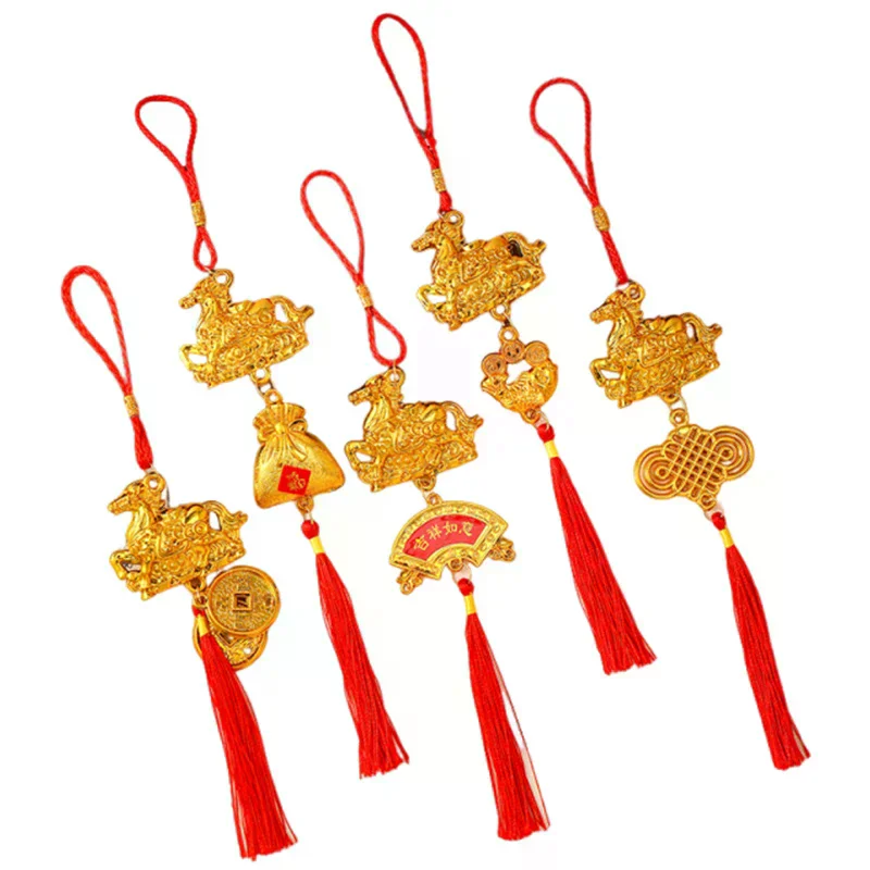 1/8 قطعة 2026 سنة الحصان الجدار الشنق حلية السنة الصينية الجديدة محظوظ اكسسوارات الديكور هووسورمينغ قلادة صغيرة الهدايا