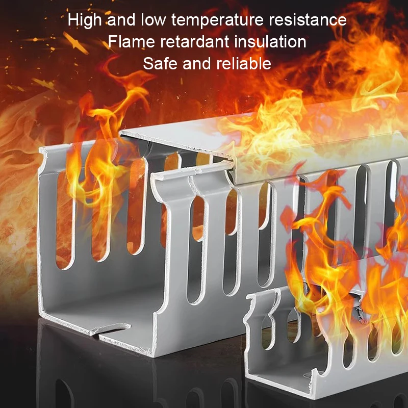 PVC Gray Industrial flame retardant insulated wire groove 50cm Open Slot Wiring Raceway Duct with Cover Cable Management System