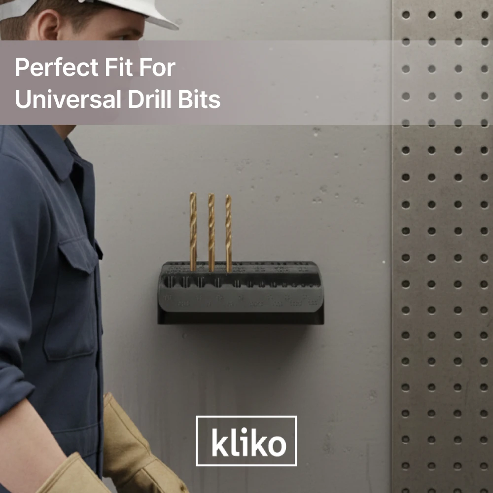 Kliko Universal Metric Drill Bit Wall Mount Holder 1‑14mm Tool Storage Organizer Rack Power Tool Accessories Garage Workshop