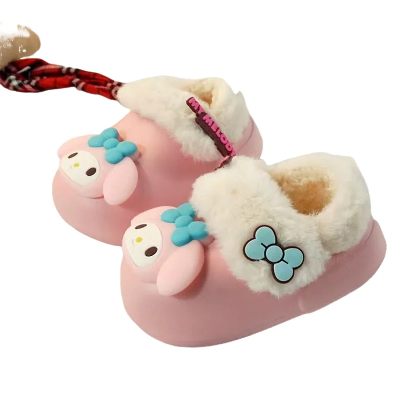 Sanrio Girl Slippers Kuromi Autumn Winter Cartoon Child Parent Child Home Shoes My Melody Cinnamoroll Hello Kitty Cotton Shoes