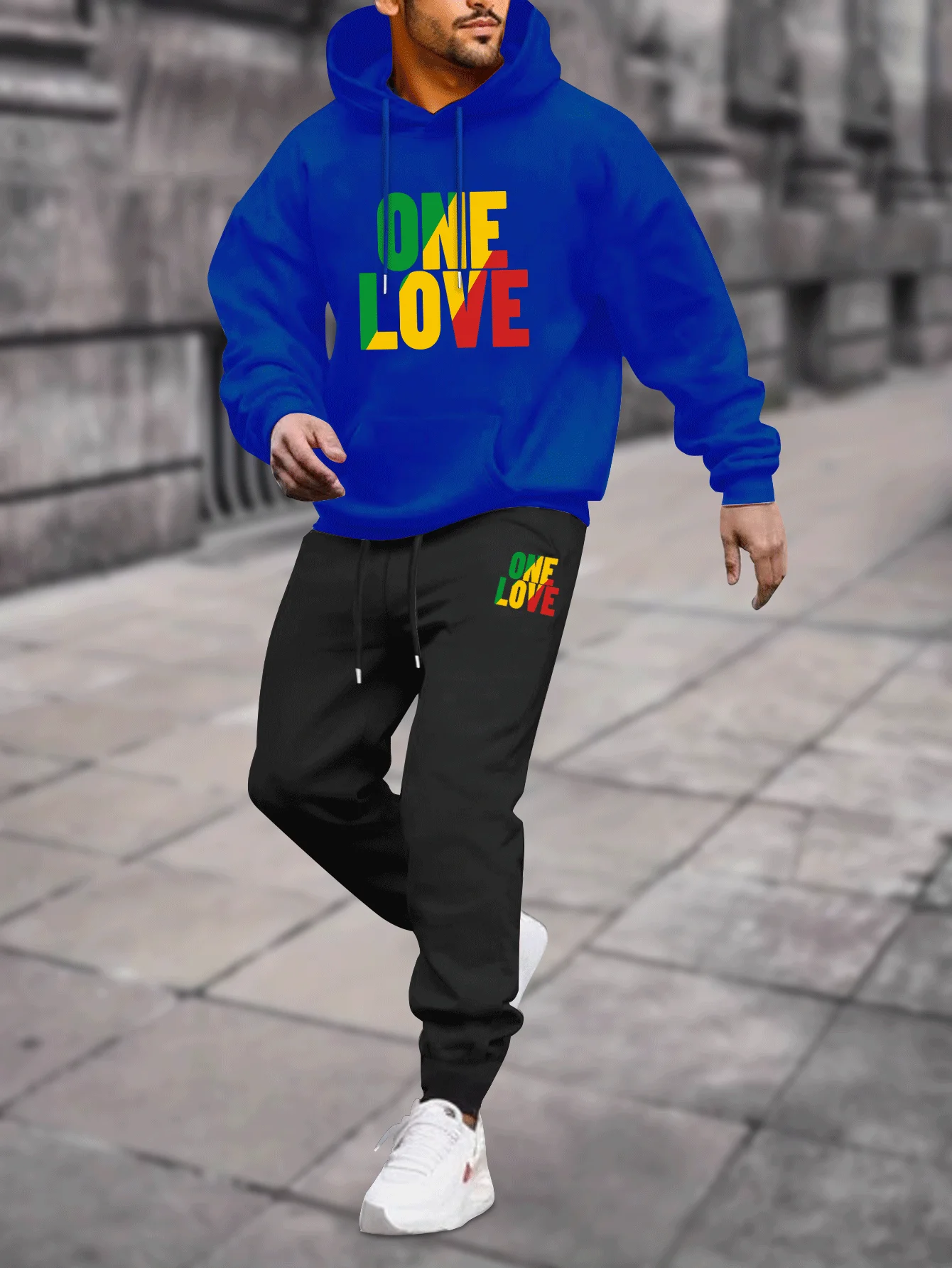 メンズ2ピースセットアップ プリントフーディースウェットシャ - Jogger Sweatpants Men のレビューと価格