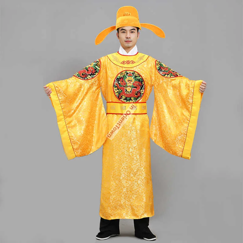 China Tang Dynasty Emperor Costume Li Shimin Performance Yellow Robe Film TV Movie Drama Xi'an Ancient City Royal Dragon Gown view 2