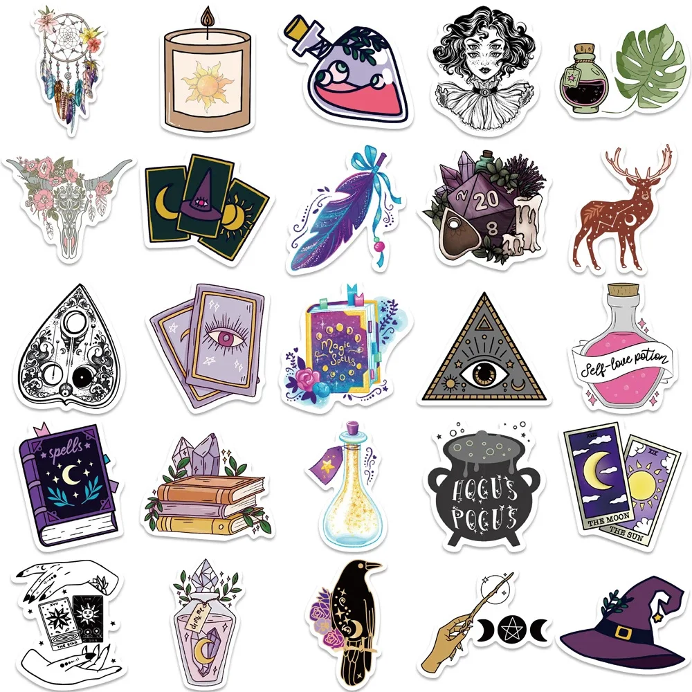 10/30/50/100 قطعة الرجعية البوهيمي نمط الساحرة ملصقات الجمالية لاصقة تزيين الشارات Graffiti بها بنفسك الكتابة على الجدران مذكرات الهاتف الغيتار المحمول