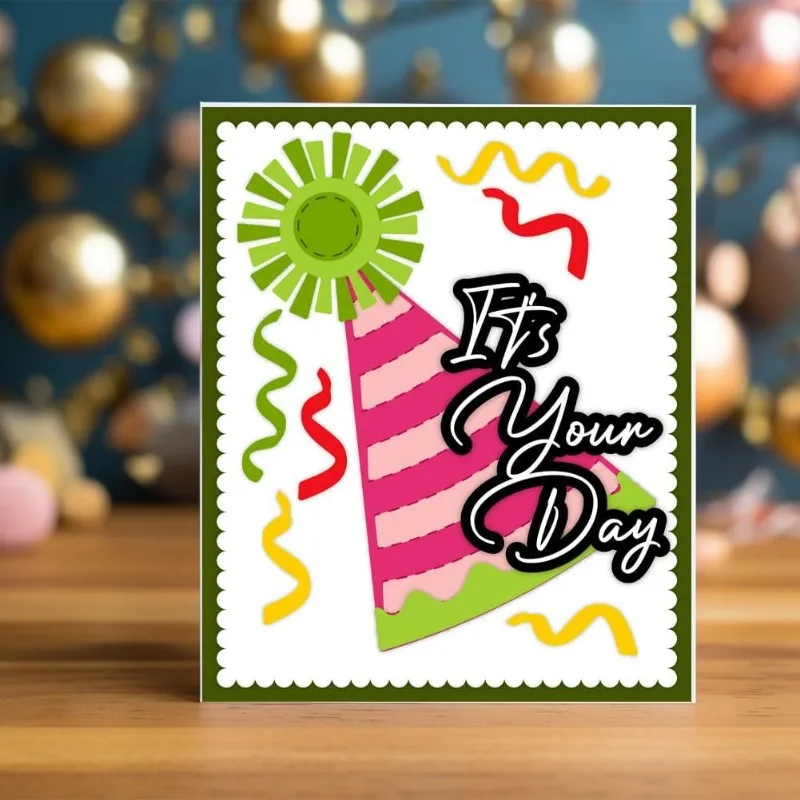 1pc Party Hat Cutting Dies Birthday Hats Stencils Blessings Decorative Embossing Stencils for Scrapbooking Photo Album Greeting
