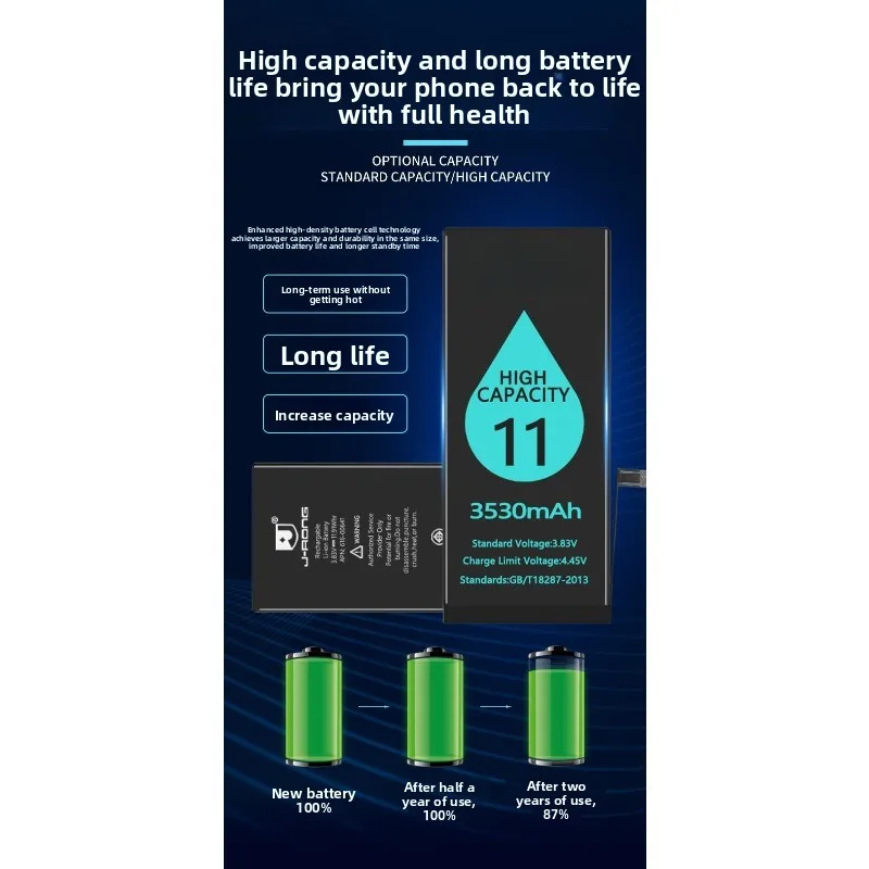 Applicabile alla batteria del telefono cellulare IPhone Batteria sostitutiva ad alta capacità serie IPhone11/12/13/14/15 con strumenti