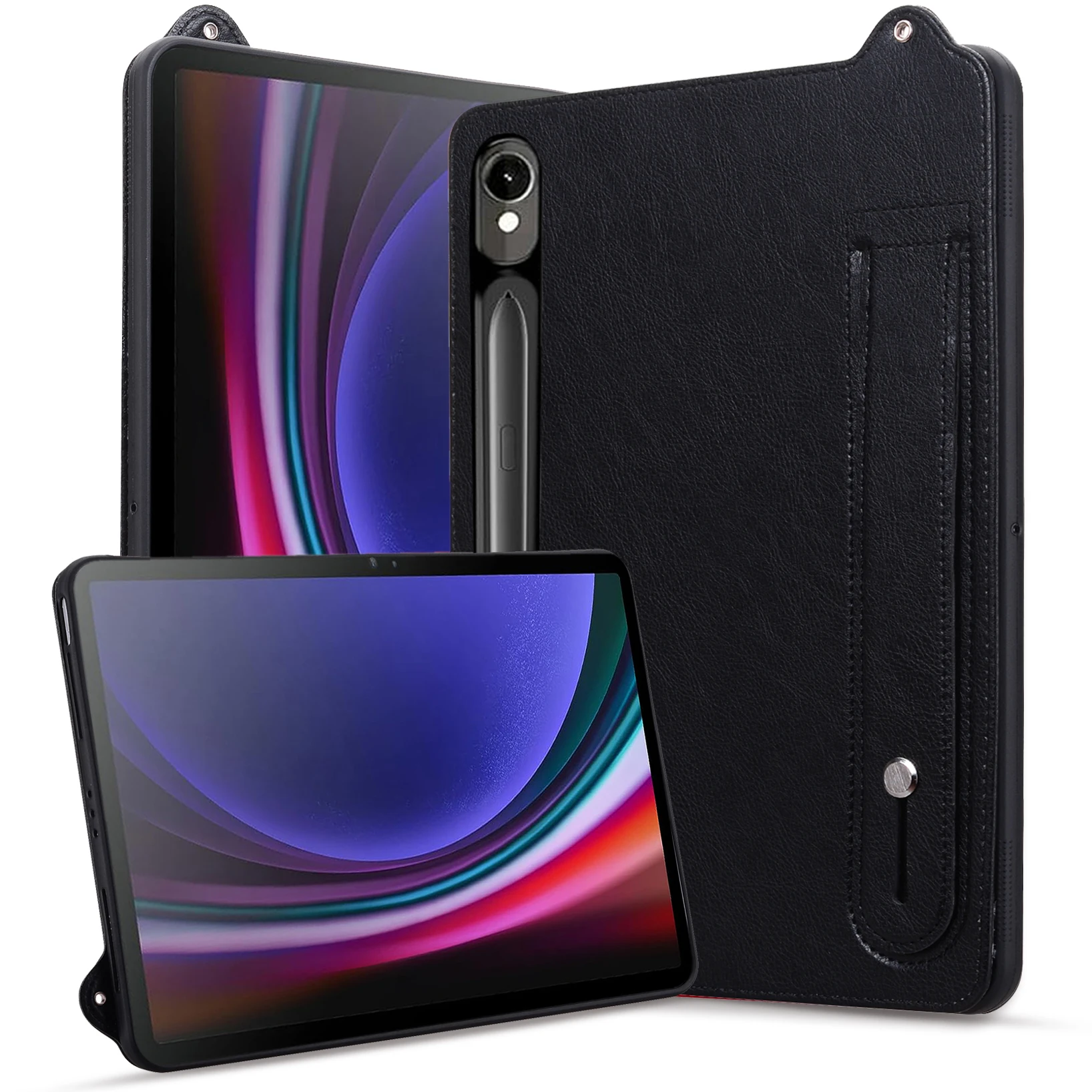 

Защитный чехол для компьютера из ТПУ + кожи для Samsung Galaxy Tab S7, 11,0 дюймов, противоударный ремешок-держатель, защитный чехол для планшета