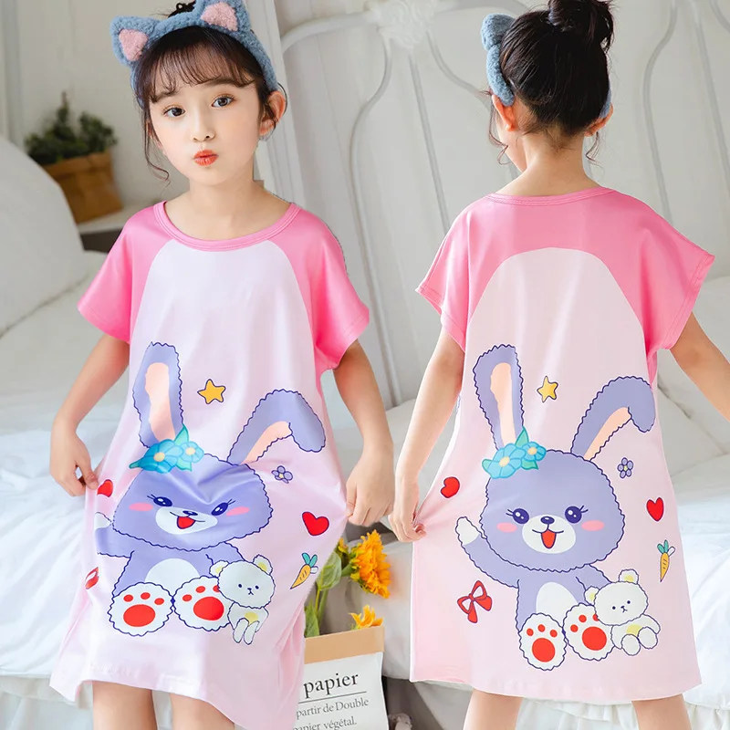 Princess Children's Summer Pajamas Girls' Pajama Dress Loungewear Nightdress Child Girl Nightgown Sleepwear Robe Clothing Mother