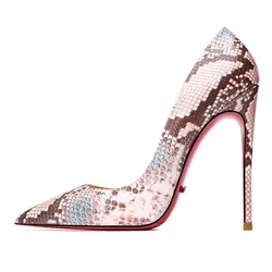 HLTINO Women Snake Stripe Pumps Pointed Toe Sexy High Heel Stilettos Autumn Spring Single Shoes for Daily Night Club Shallow