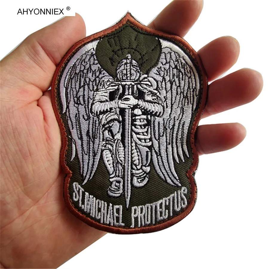 AHYONNIEX 1 Pc High Quality 3D Three-Dimensional Embroidery Armband Badge Flag ST.Michael Protectus Cloth Sticker Patch DIY