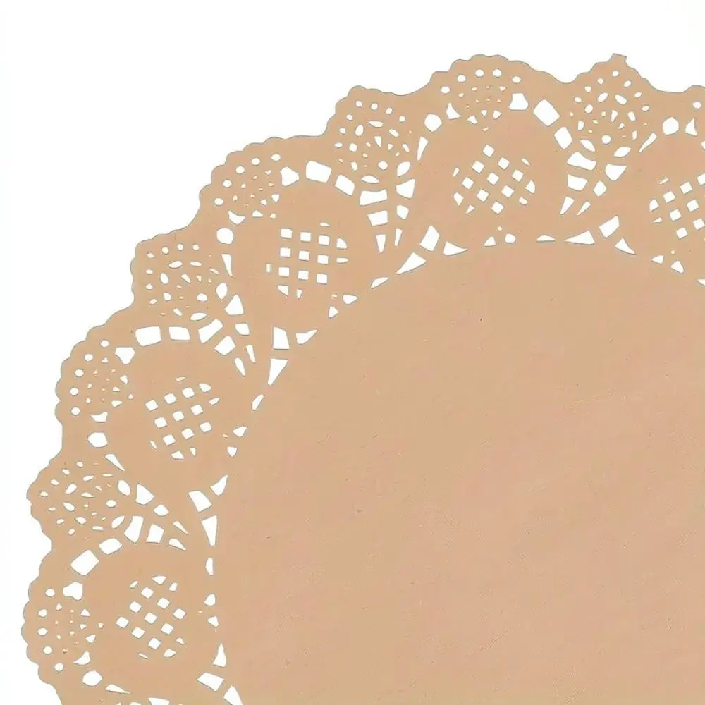 Disposable Kraft Paper Lace Doilies Scalloped Edge Decorative Mats For Bakery Food Display Kitchen Table Decor